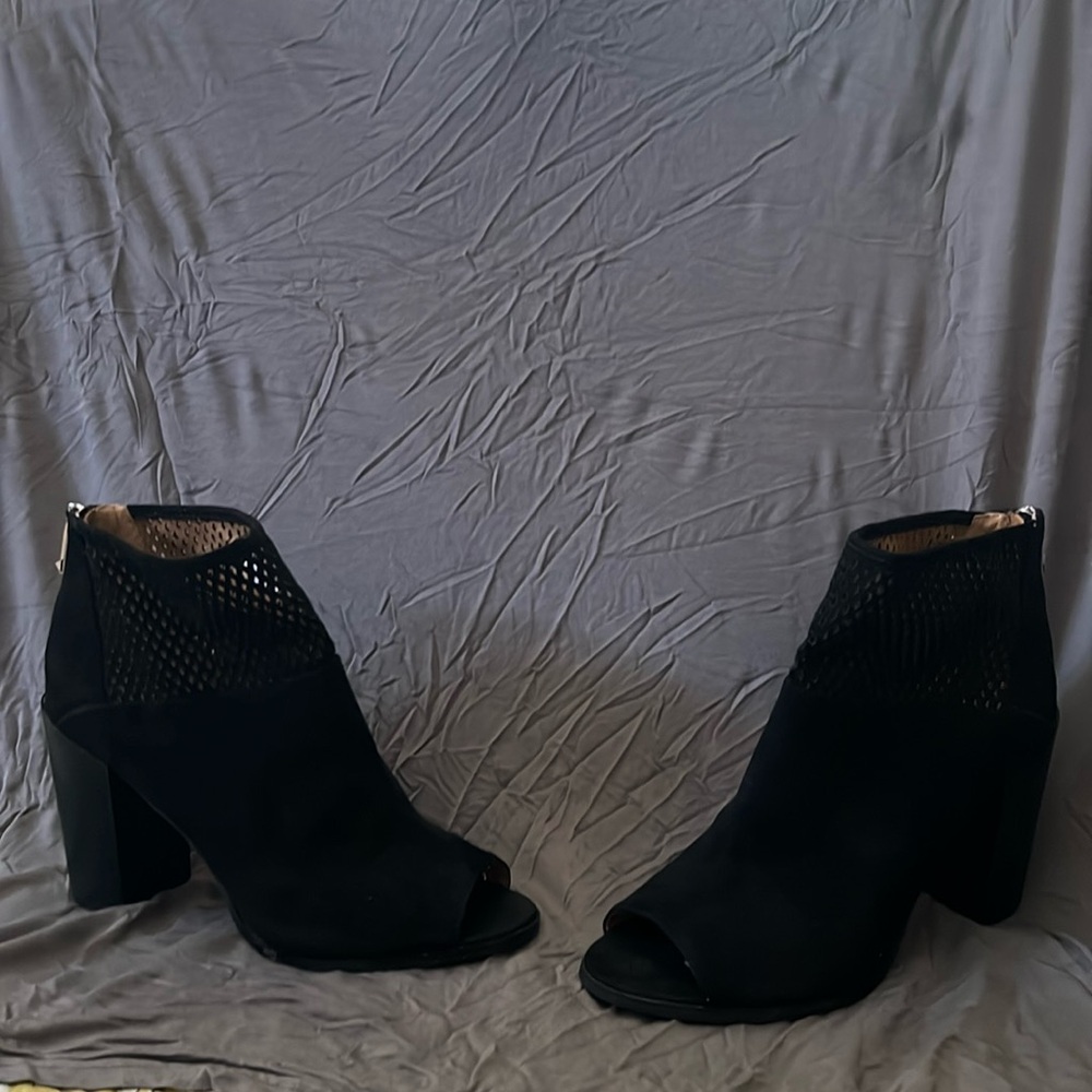 Black Report Booties Open Toe Size 9.5 Women’s - image 1
